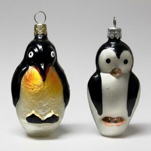 Vintage Inge-Glas and Czech Glas Penguin Pair Glass Christmas Ornament